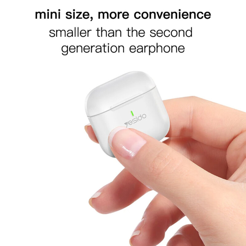 Casti True Wireless half-in-ear TWS17, 200mAh, Type-C, alb