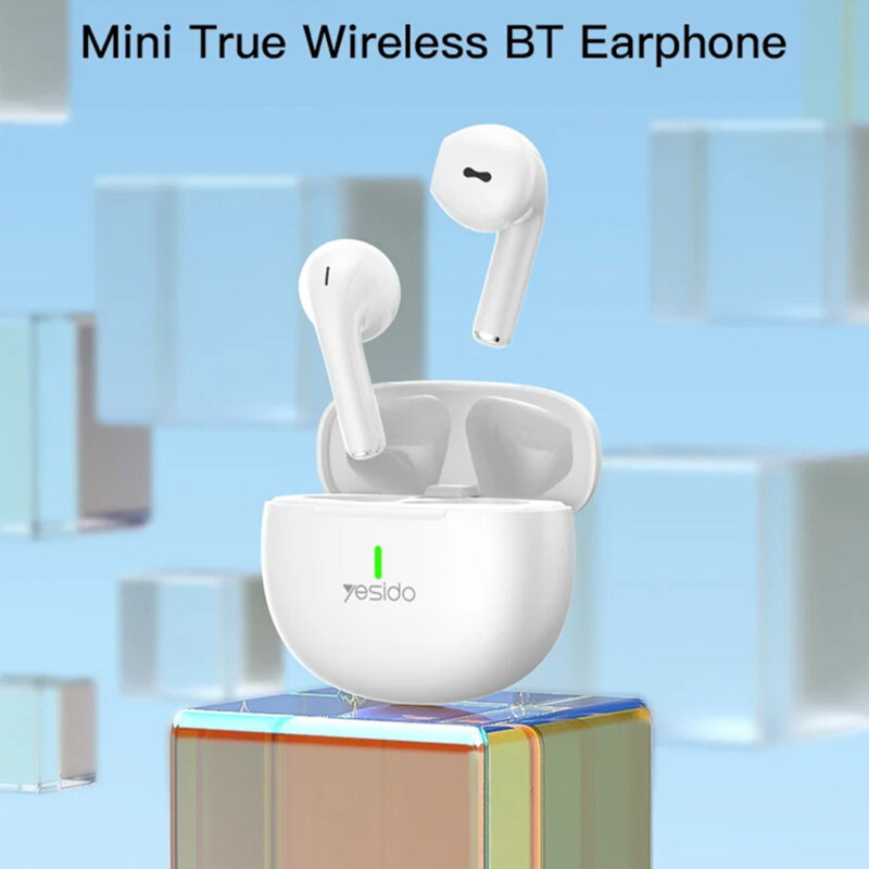Casti Bluetooth V5.1 half-in-ear TWS18, 220mAh, alb