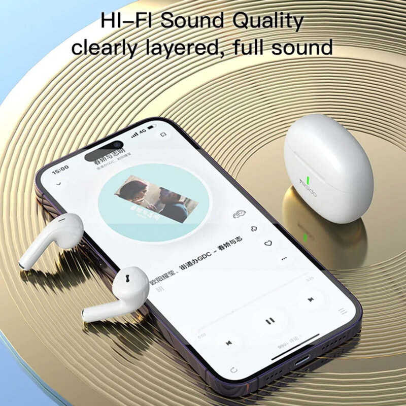 Casti Bluetooth V5.1 half-in-ear TWS18, 220mAh, alb