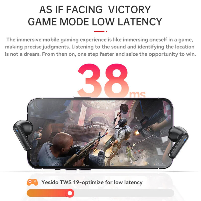 Casti wireless cu ENC, control tactil, LED TWS19, 470mAh, negru