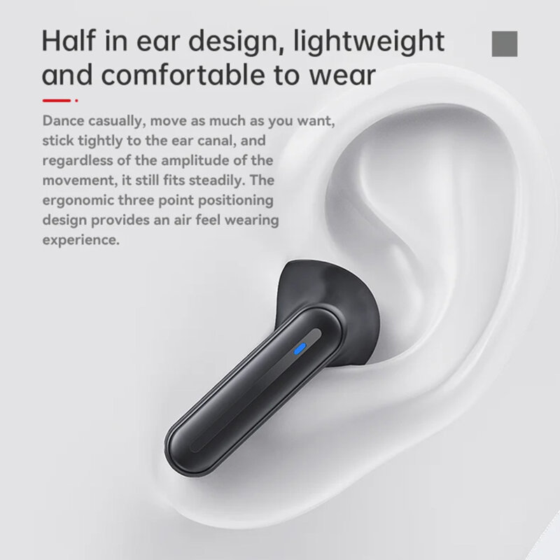 Casti wireless cu ENC, control tactil, LED TWS19, 470mAh, negru