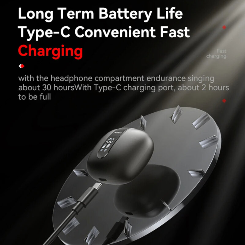 Casti Bluetooth cu display LED, touch Yesido TWS22, 400mAh, negru