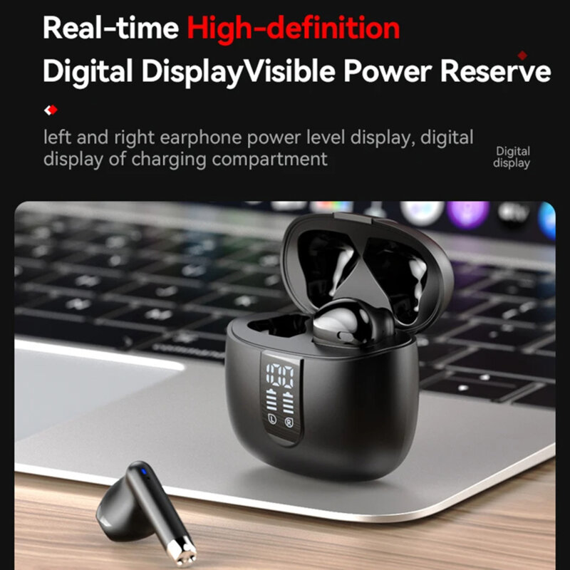 Casti Bluetooth cu display LED, touch Yesido TWS22, 400mAh, negru