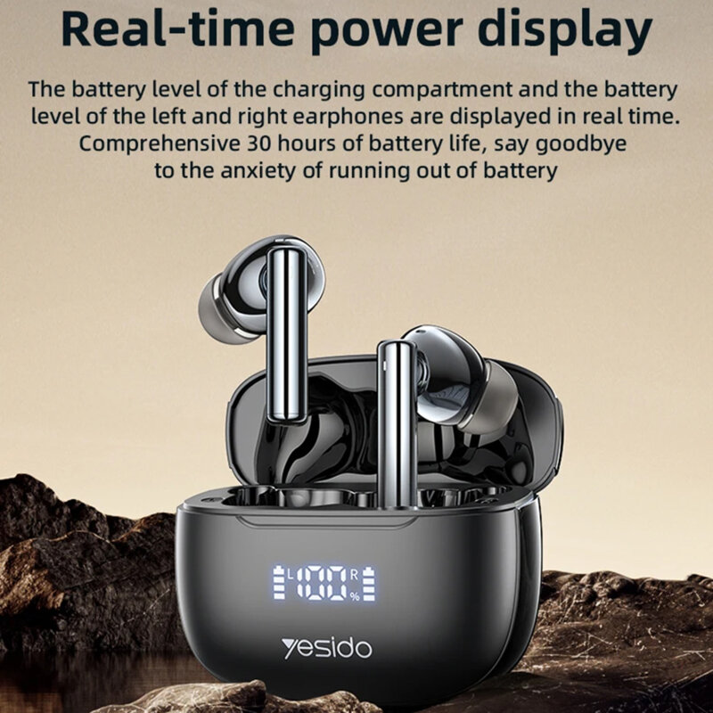 Casti Bluetooth in-ear cu control tactil TWS23, 300mAh, negru