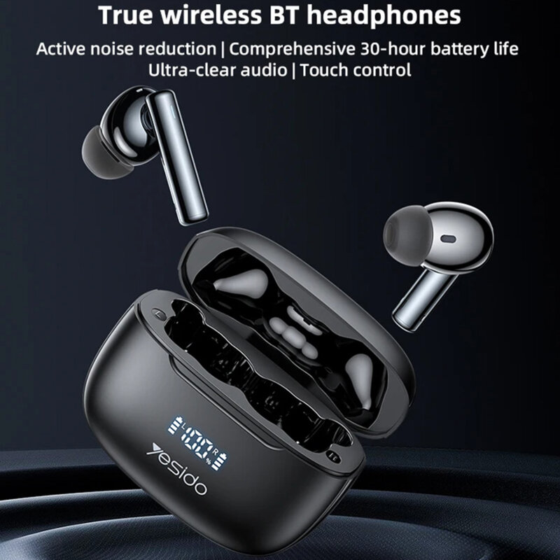 Casti Bluetooth in-ear cu control tactil TWS23, 300mAh, negru