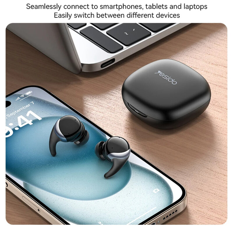 Casti in-ear TWS Bluetooth 5.3 cu ANC Yesido TWS30, 300mAh, negru