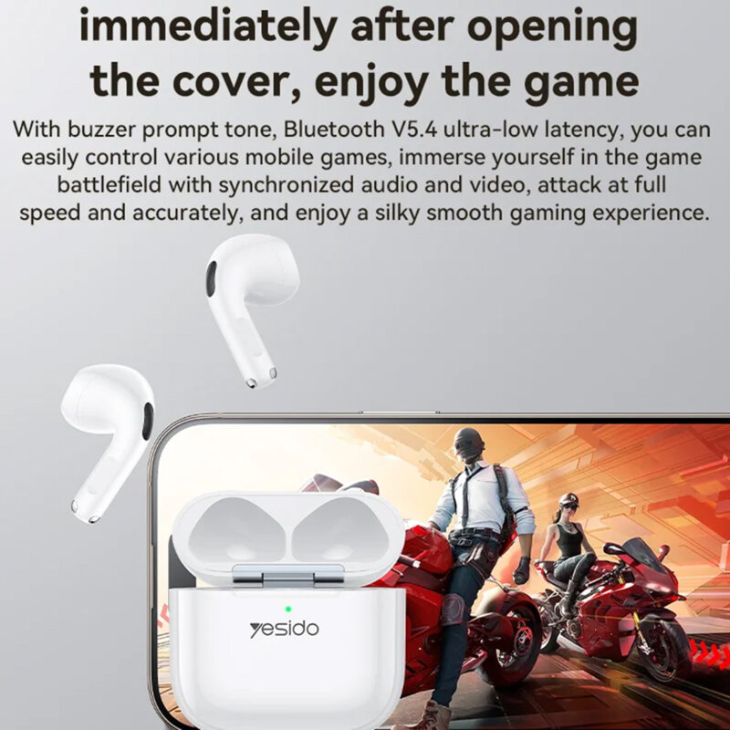 Casti airpod Bluetooth 5.4, half-in-ear Yesido TWS31, 300mAh, alb
