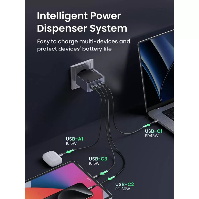 UGREEN 140W — adaptor priză europeană, construcție premium