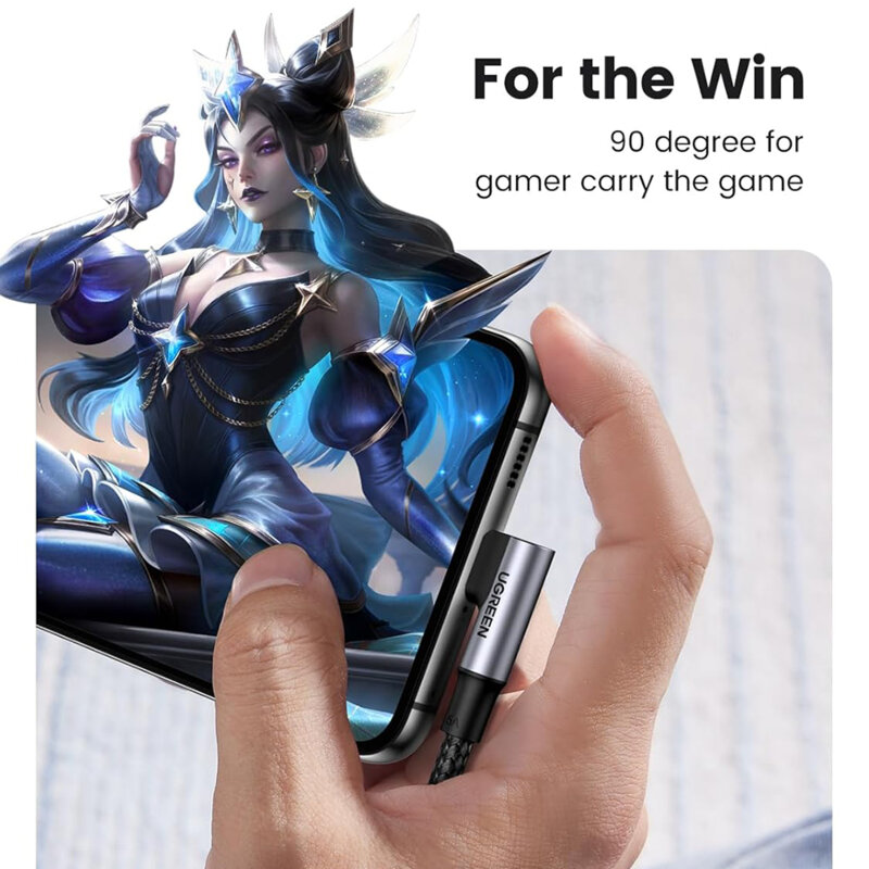 Cablu de incarcare Type-C, 5A, 100W, 2m Ugreen, gri, 70645