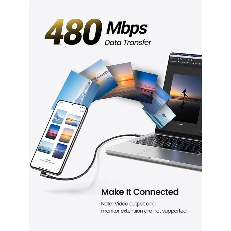 Cablu de incarcare Type-C, 5A, 100W, 1m Ugreen, gri, 70643