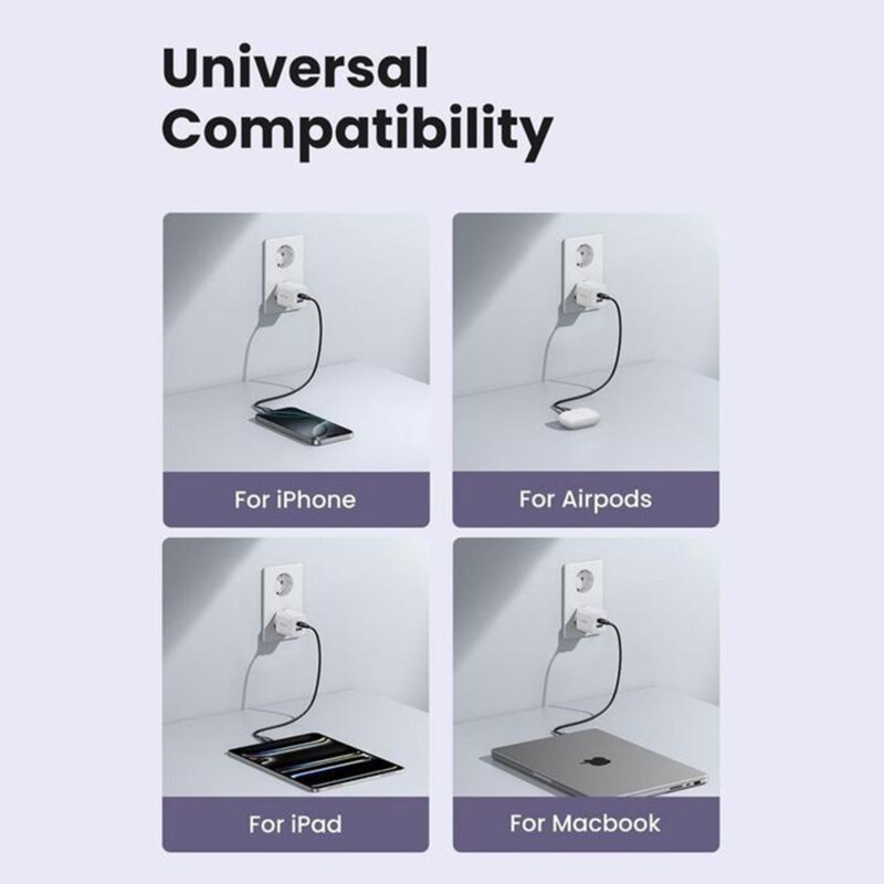 Incarcator tip C, USB, GaN, Fast Charge Ugreen, roz, 65017