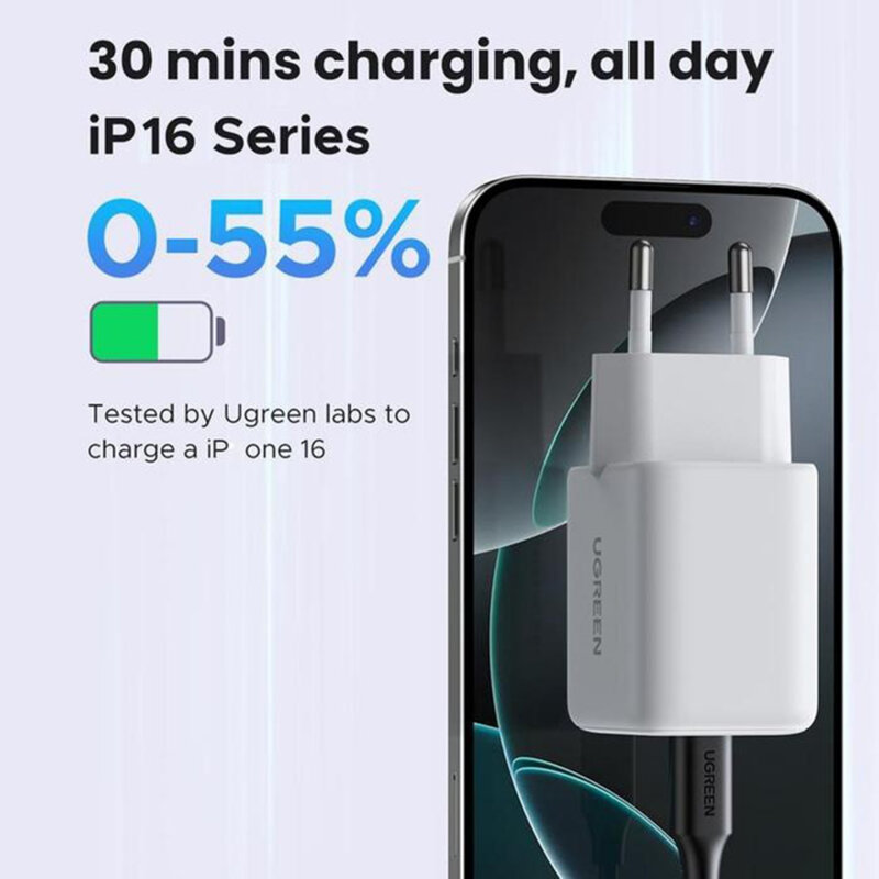 Ugreen GaN — vedere spate / prindere la priză