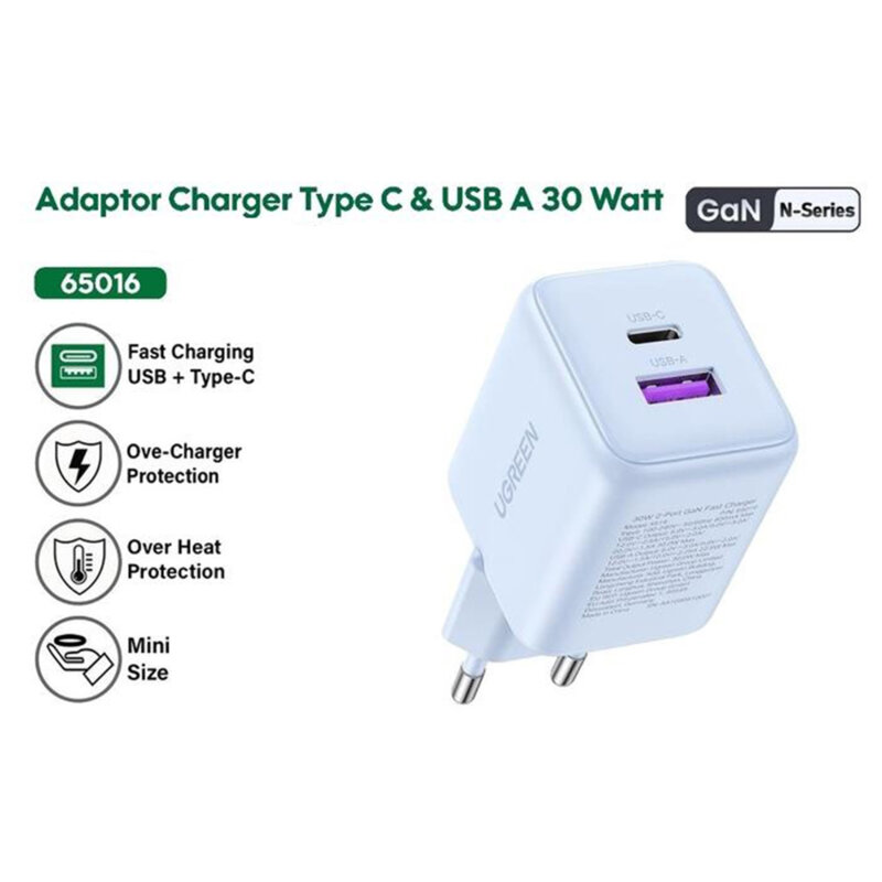 Incarcator tip C, USB, GaN, Fast Charge Ugreen, gri, 55539