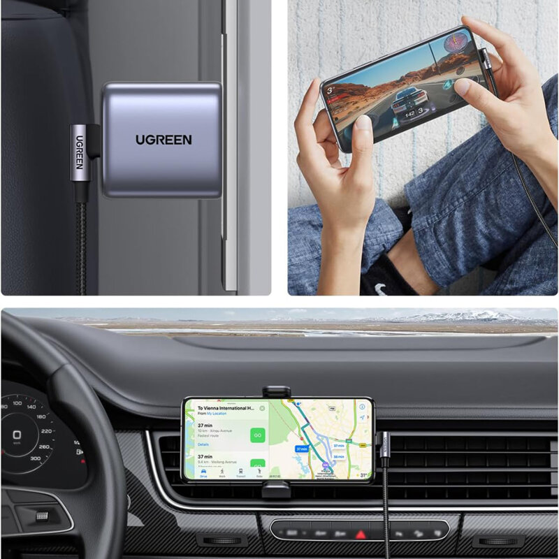 Cablu de date Fast Charging tip C 60W Ugreen, 1m, gri, 50123