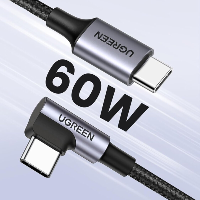 Cablu de date Fast Charging tip C 60W Ugreen, 1m, gri, 50123