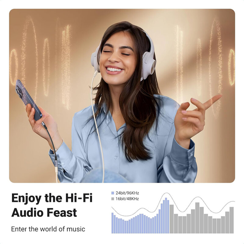 Adaptor audio Ugreen AV161, convertor Type-C la Jack 3.5mm, gri, 80154