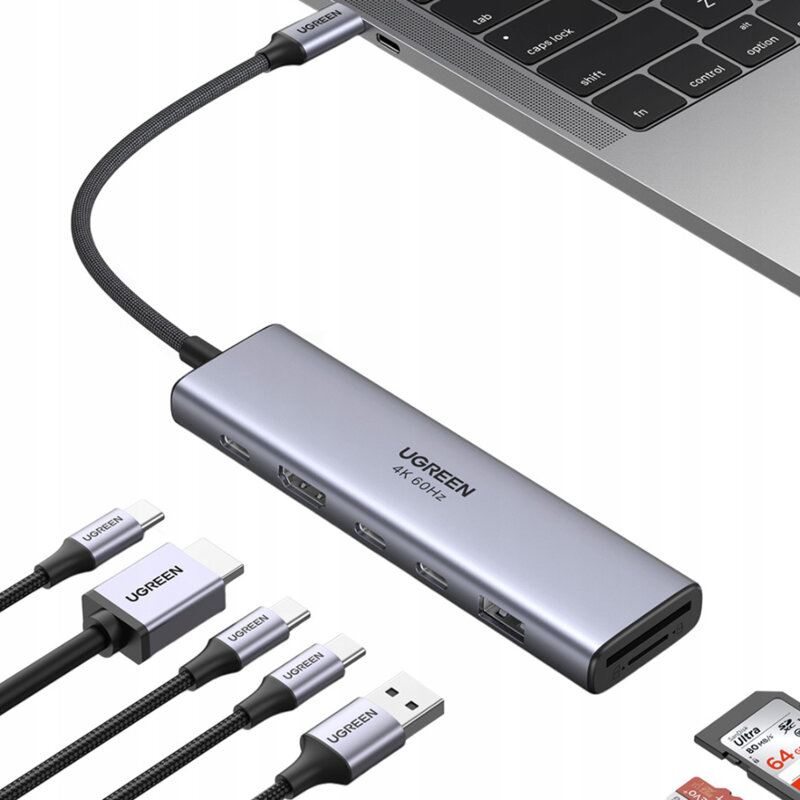 Hub USB-C la 3x USB-C, 1x USB-A, 1x HDMI, SD/TF Card Ugreen, 45521