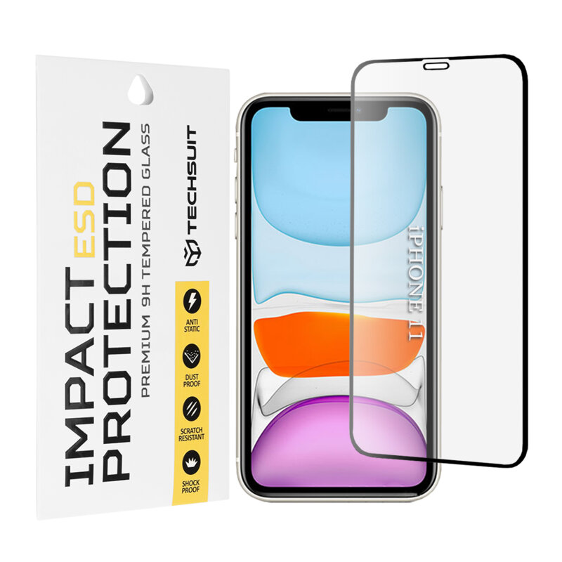 Folie sticla iPhone 11 Techsuit ESD Glass, negru