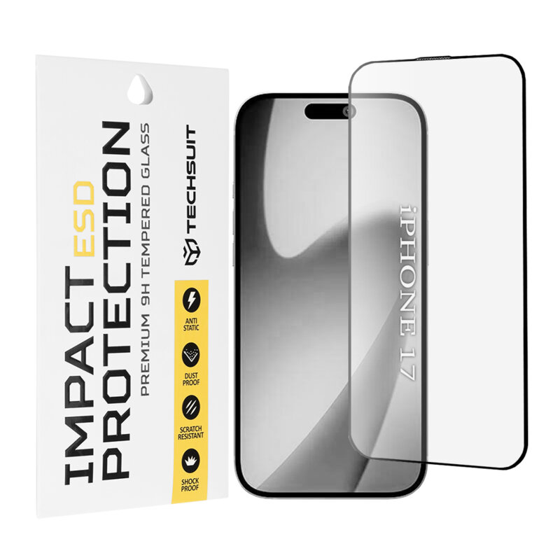 Folie sticla iPhone 17 Techsuit ESD Glass, negru