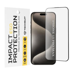 Folie sticla iPhone 15 Pro Max Techsuit ESD Glass, negru