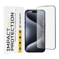 Folie sticla iPhone 15 Pro Techsuit ESD Glass, negru