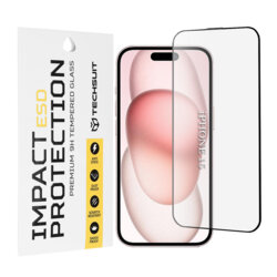 Folie sticla iPhone 15 Techsuit ESD Glass, negru