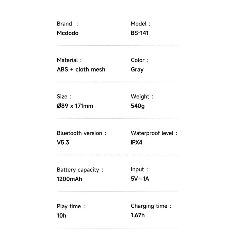 Boxa portabila Bluetooth cu lumini colorate, Mcdodo BS-1410
