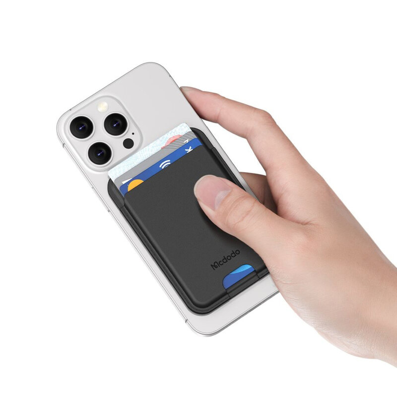 Portofel magnetic piele eco pentru carduri Mcdodo Napa, negru