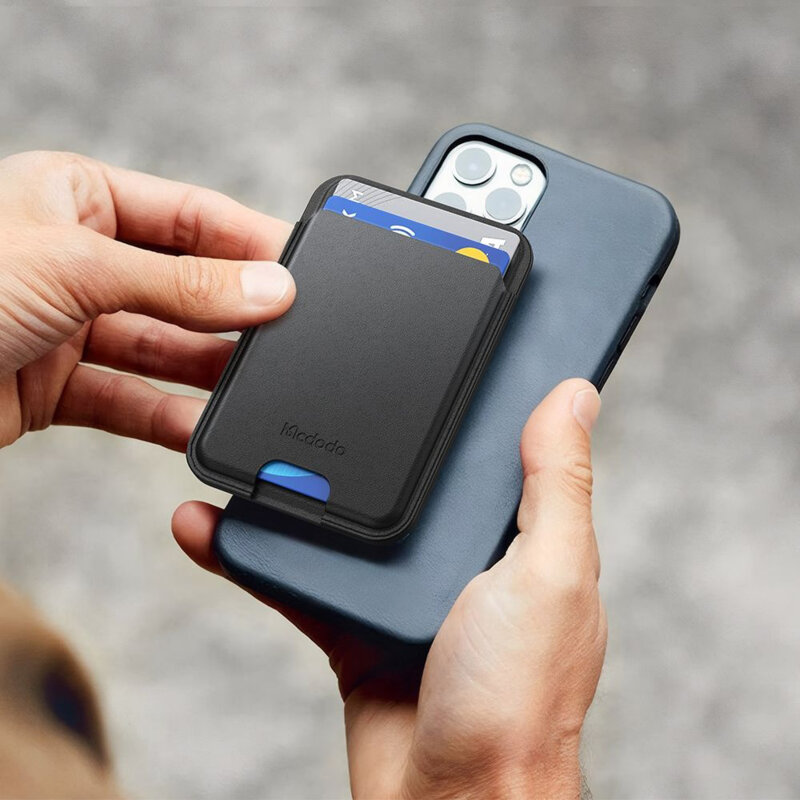 Portofel magnetic piele eco pentru carduri Mcdodo Napa, negru