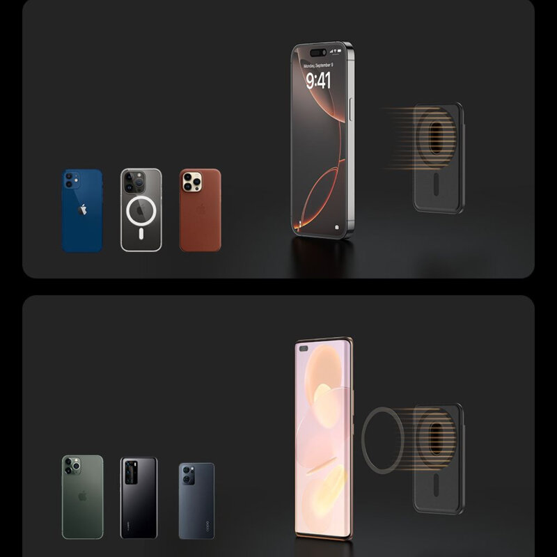 Portofel magnetic piele eco pentru carduri Mcdodo Napa, negru