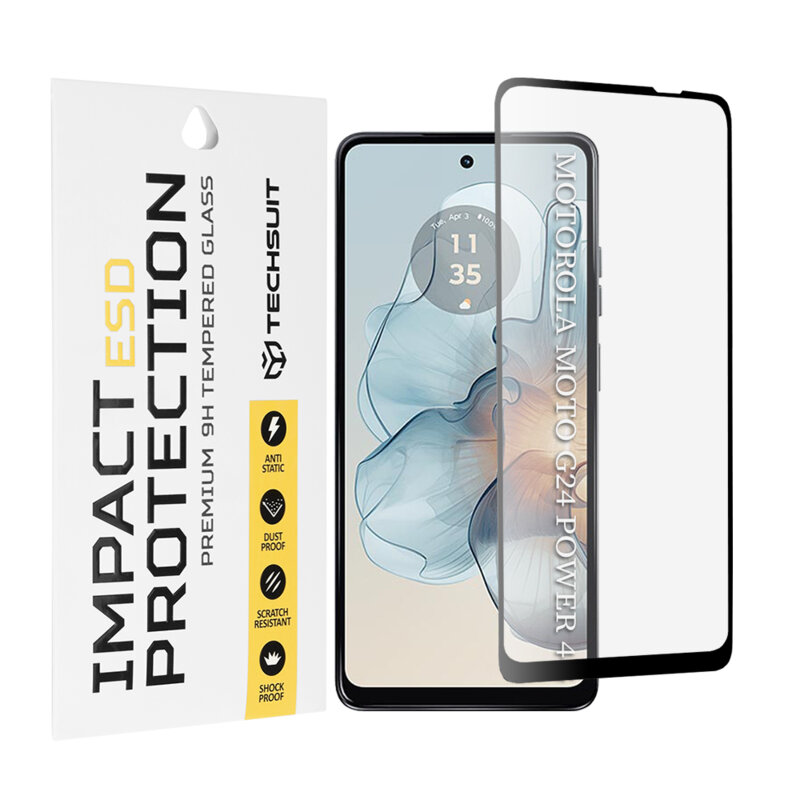 Folie sticla Motorola Moto G24 Power Techsuit ESD Glass, negru