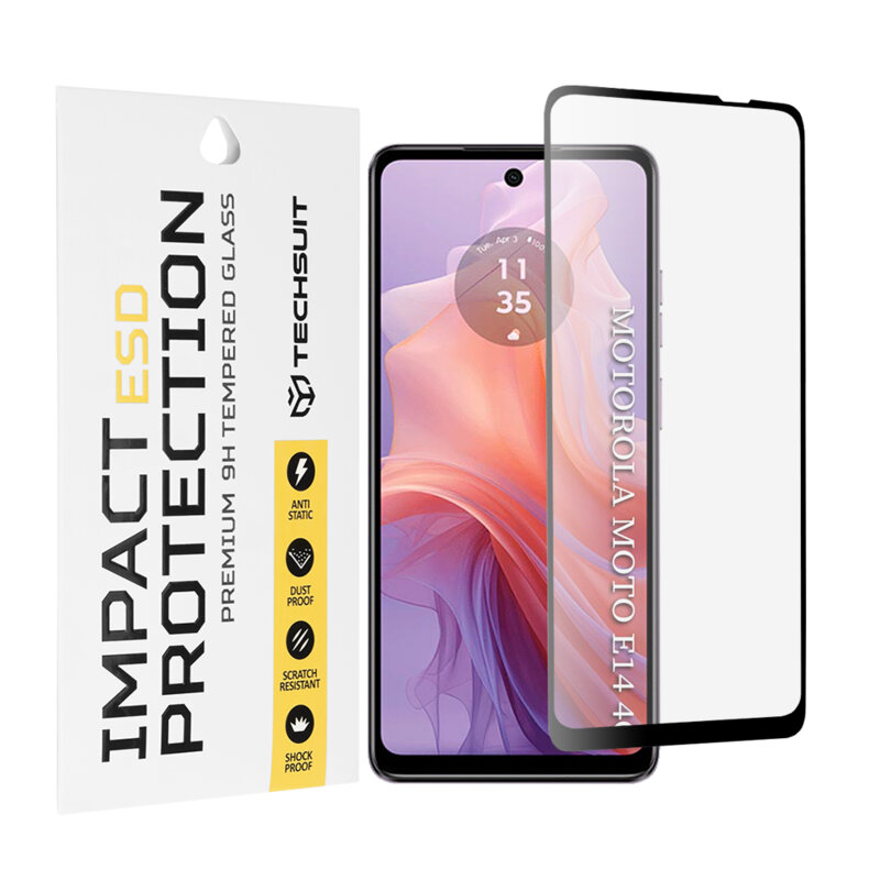 Folie sticla Motorola Moto E14 Techsuit ESD Glass, negru