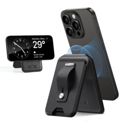 Portofel din piele eco, suport MagSafe cu RFID tech ESR Geo, negru