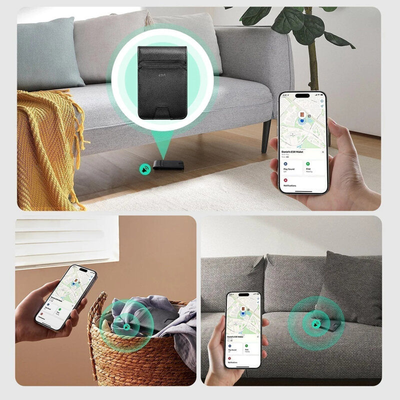 Portofel MagSafe din piele eco, Find My, RFID ESR HaloLock, carbon