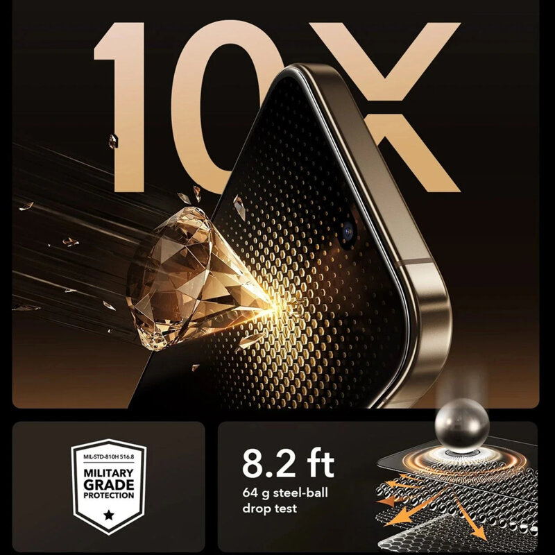 [Pachet 3x] Folie sticla iPhone 17 ESR Corning Gorilla Glass UltraFit™, negru