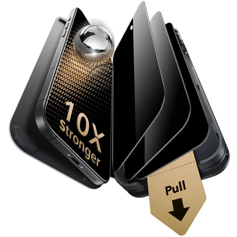 [Pachet 3x] Folie sticla iPhone 17 Pro ESR Corning Gorilla Glass UltraFit Privacy™, negru