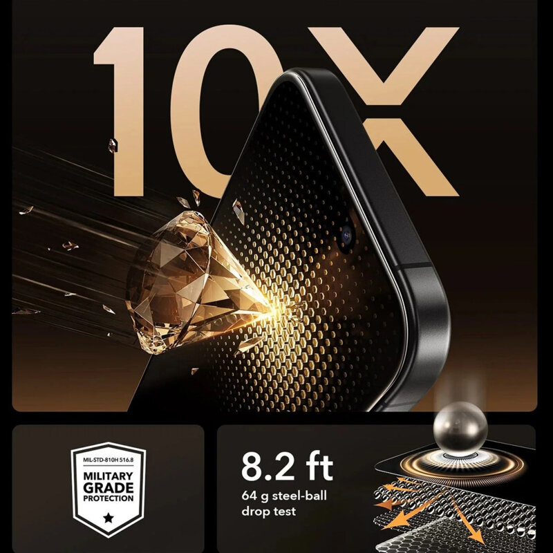 [Pachet 3x] Folie sticla iPhone 17 ESR Corning Gorilla Glass UltraFit Privacy™, negru