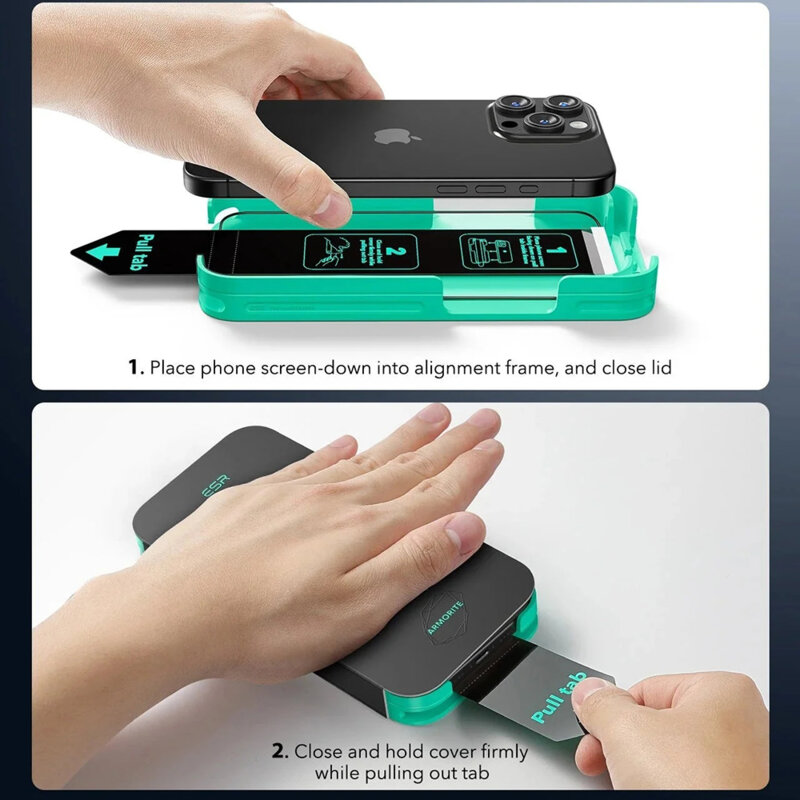 [Pachet 3x] Folie sticla iPhone 16 Pro ESR Armorite Screen Protector, negru