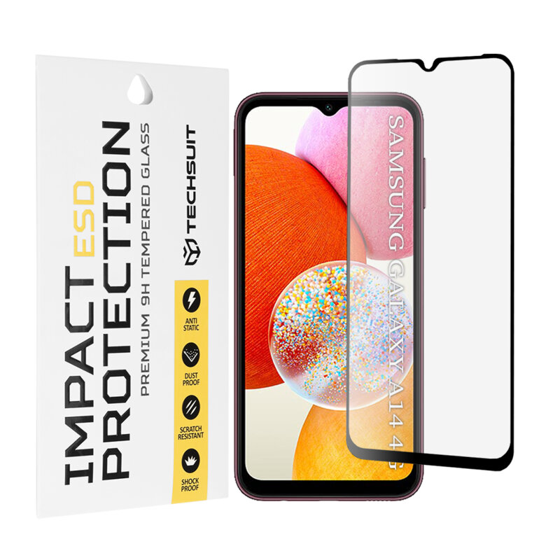 Folie sticla Samsung Galaxy A14 4G Techsuit ESD Glass, negru