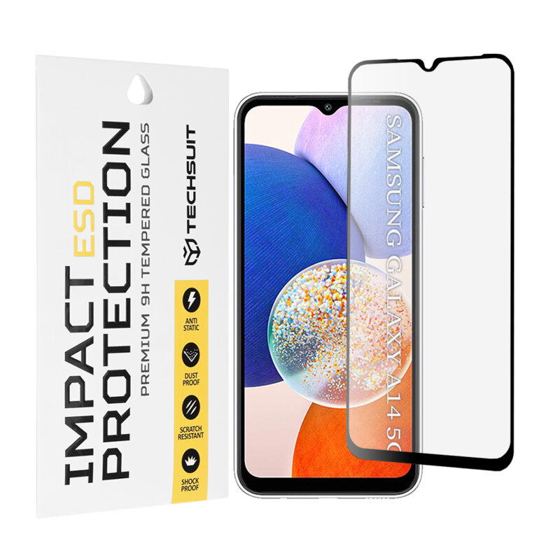 Folie sticla Samsung Galaxy A14 5G Techsuit ESD Glass, negru
