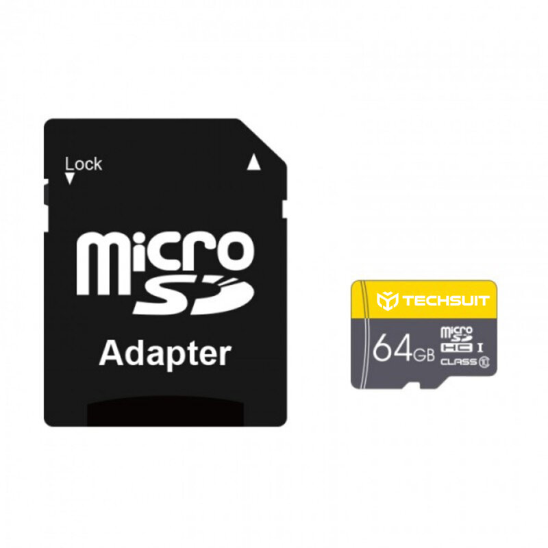 Card memorie 64GB MicroSDHC + adaptor Techsuit THCM11, galben