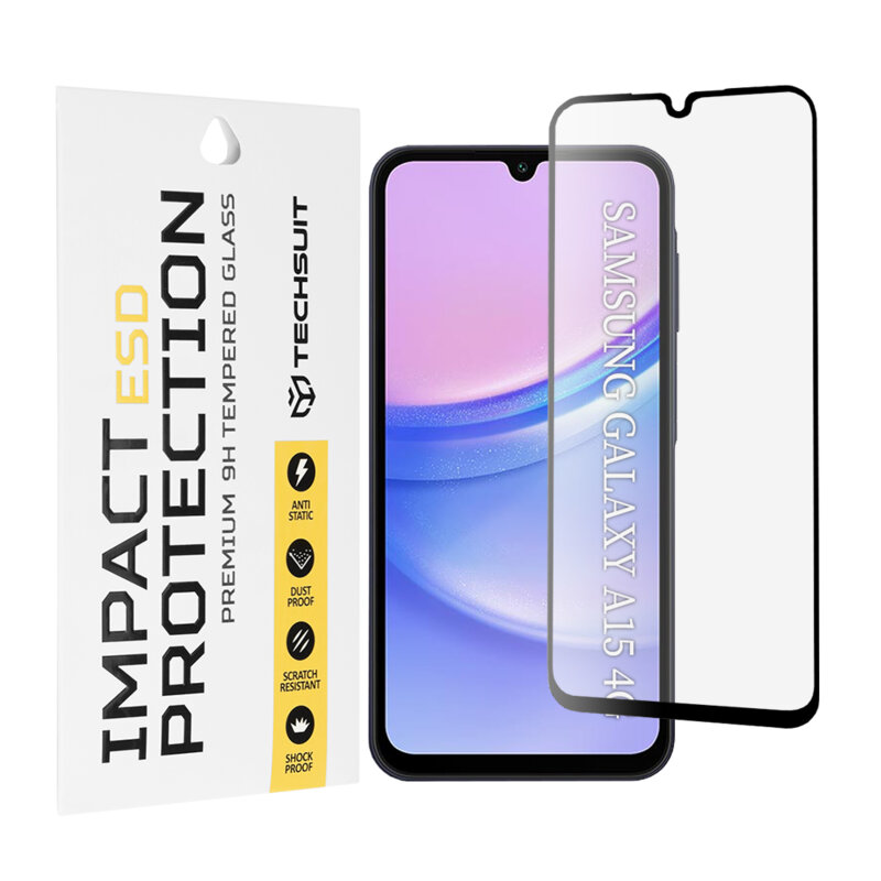 Folie sticla Samsung Galaxy A15 4G Techsuit ESD Glass, negru