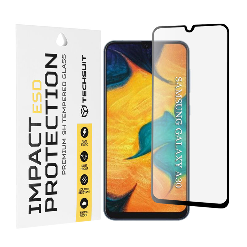 Folie sticla Samsung Galaxy A30 Techsuit ESD Glass, negru