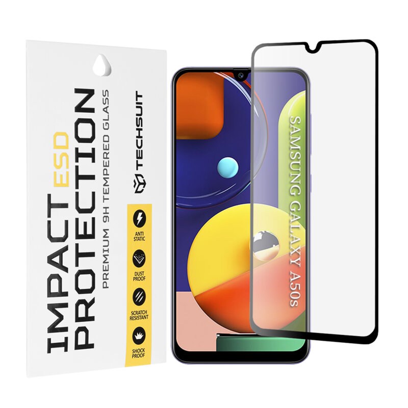 Folie sticla Samsung Galaxy A50s Techsuit ESD Glass, negru