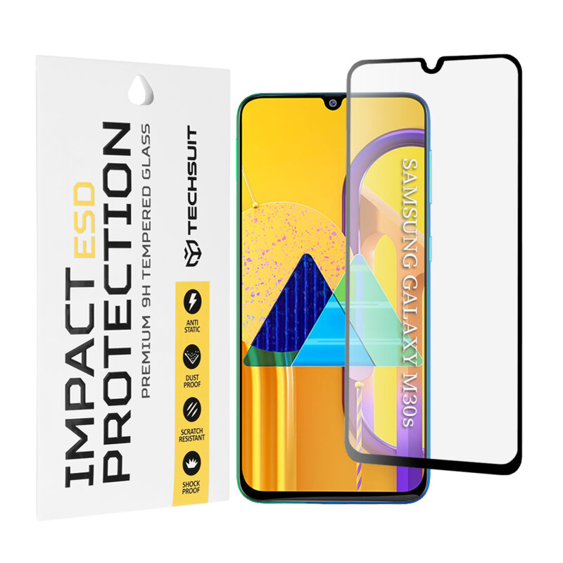 Folie sticla Samsung Galaxy M30s Techsuit ESD Glass, negru