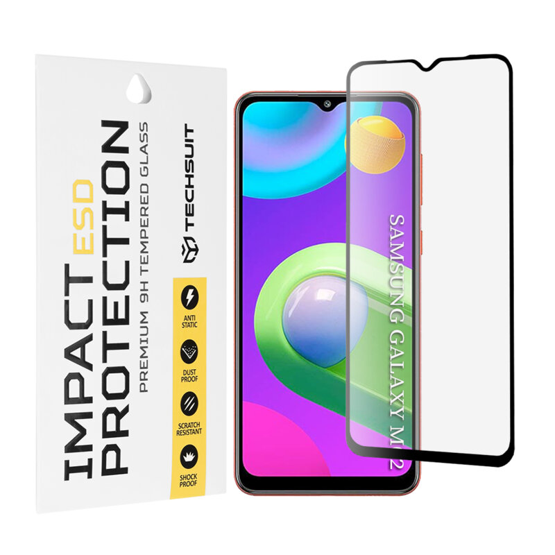 Folie sticla Samsung Galaxy M02 Techsuit ESD Glass, negru