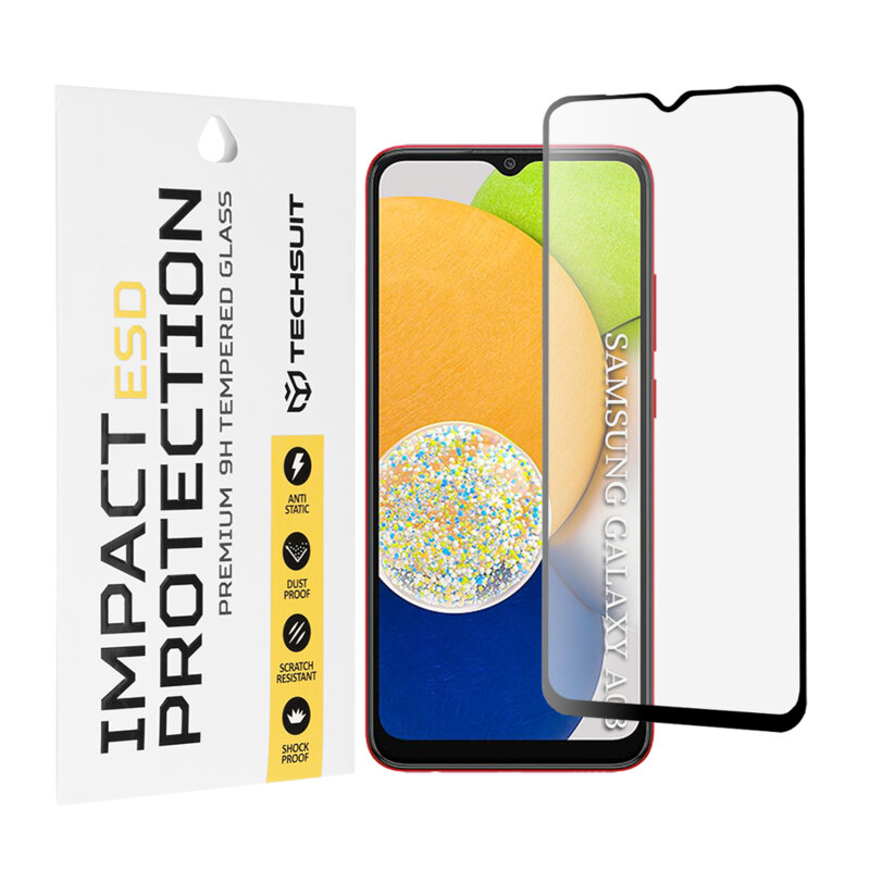 Folie sticla Samsung Galaxy A03 Techsuit ESD Glass, negru