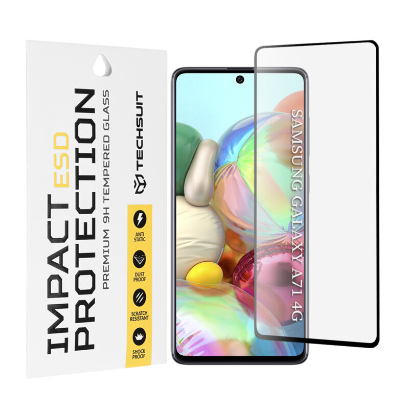 Folie sticla Samsung Galaxy A71 5G Techsuit ESD Glass, negru