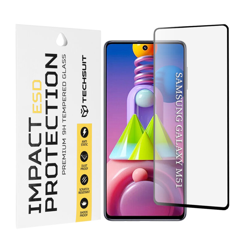 Folie sticla Samsung Galaxy M51 Techsuit ESD Glass, negru