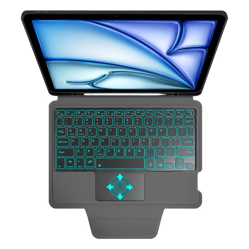 [Pachet 360°] Husa cu tastatura + folie iPad Air 11 (2024) Techsuit KeyTab Pro, negru